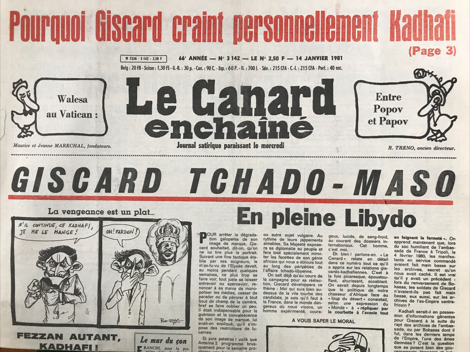 Couac ! | Acheter un Canard | Vente d'Anciens Journaux du Canard Enchaîné. Des Journaux Satiriques de Collection, Historiques & Authentiques de 1916 à 2004 ! | 3142