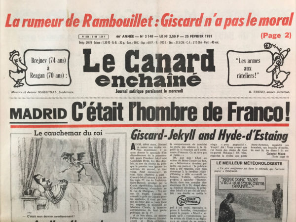 Couac ! | N° 3148 du Canard Enchaîné - 25 Février 1981 | Nos Exemplaires du Canard Enchaîné sont archivés dans de bonnes conditions de conservation (obscurité, hygrométrie maitrisée et faible température), ce qui s'avère indispensable pour des journaux anciens. | 3148