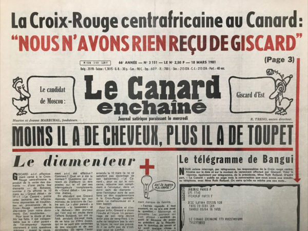 Couac ! | N° 3151 du Canard Enchaîné - 18 Mars 1981 | Nos Exemplaires du Canard Enchaîné sont archivés dans de bonnes conditions de conservation (obscurité, hygrométrie maitrisée et faible température), ce qui s'avère indispensable pour des journaux anciens. | 3151