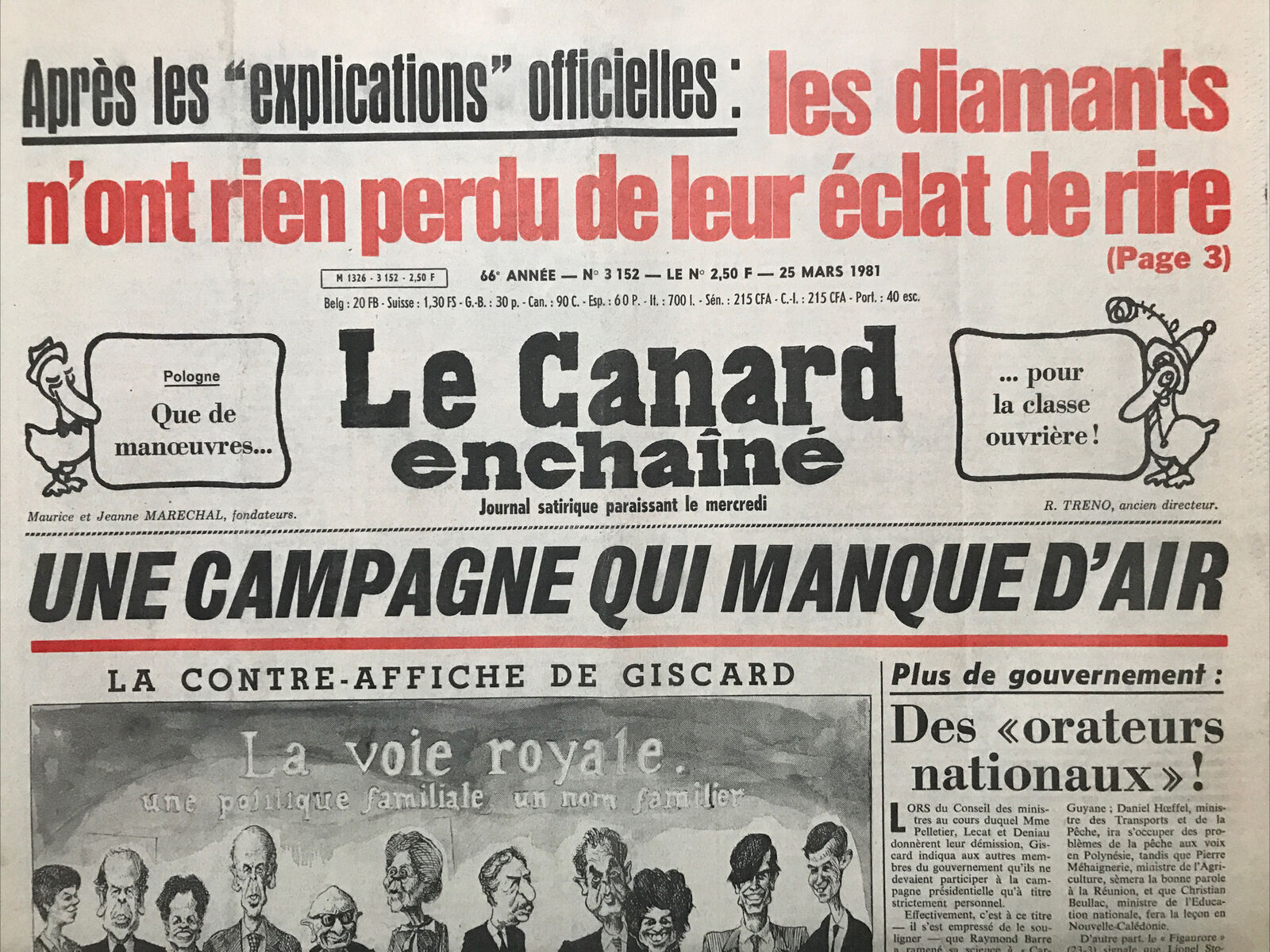 Couac ! | Acheter un Canard | Vente d'Anciens Journaux du Canard Enchaîné. Des Journaux Satiriques de Collection, Historiques & Authentiques de 1916 à 2004 ! | 3152