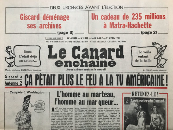 Couac ! | N° 3153 du Canard Enchaîné - 1 Avril 1981 | faussement numéroté 3126 | 3153