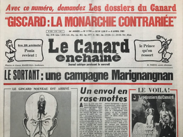 Couac ! | N° 3154 du Canard Enchaîné - 8 Avril 1981 | Nos Exemplaires du Canard Enchaîné sont archivés dans de bonnes conditions de conservation (obscurité, hygrométrie maitrisée et faible température), ce qui s'avère indispensable pour des journaux anciens. | 3154