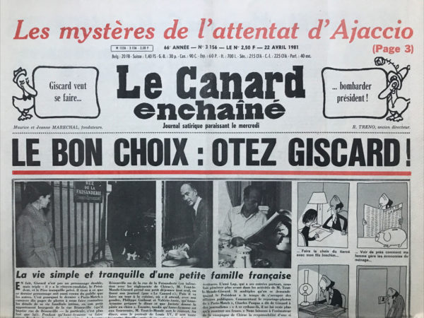 Couac ! | N° 3156 du Canard Enchaîné - 22 Avril 1981 | Nos Exemplaires du Canard Enchaîné sont archivés dans de bonnes conditions de conservation (obscurité, hygrométrie maitrisée et faible température), ce qui s'avère indispensable pour des journaux anciens. | 3156