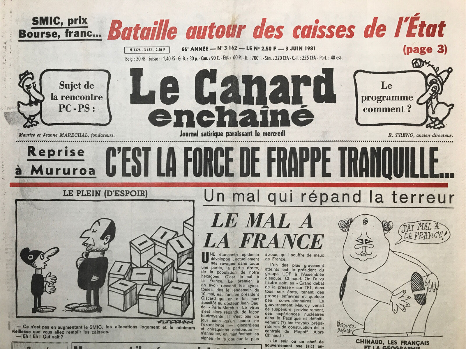 Couac ! | Acheter un Canard | Vente d'Anciens Journaux du Canard Enchaîné. Des Journaux Satiriques de Collection, Historiques & Authentiques de 1916 à 2004 ! | 3162