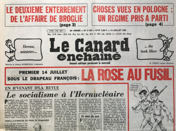 Couac ! | N° 3168 du Canard Enchaîné - 15 Juillet 1981 | Nos Exemplaires du Canard Enchaîné sont archivés dans de bonnes conditions de conservation (obscurité, hygrométrie maitrisée et faible température), ce qui s'avère indispensable pour des journaux anciens. | 3168