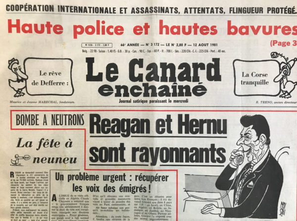 Couac ! | N° 3172 du Canard Enchaîné - 12 Août 1981 | Nos Exemplaires du Canard Enchaîné sont archivés dans de bonnes conditions de conservation (obscurité, hygrométrie maitrisée et faible température), ce qui s'avère indispensable pour des journaux anciens. | 3172