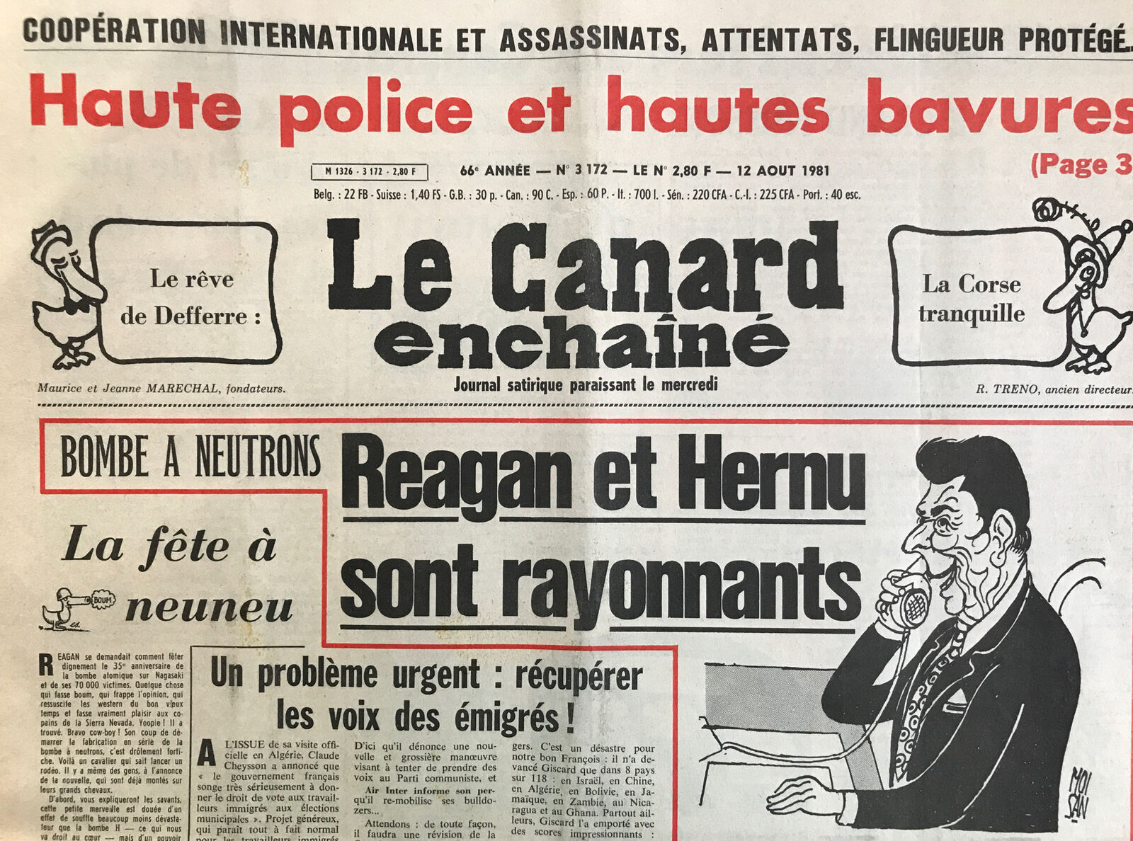 Couac ! | Acheter un Canard | Vente d'Anciens Journaux du Canard Enchaîné. Des Journaux Satiriques de Collection, Historiques & Authentiques de 1916 à 2004 ! | 3172