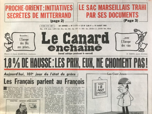 Couac ! | N° 3173 du Canard Enchaîné - 19 Août 1981 | Nos Exemplaires du Canard Enchaîné sont archivés dans de bonnes conditions de conservation (obscurité, hygrométrie maitrisée et faible température), ce qui s'avère indispensable pour des journaux anciens. | 3173