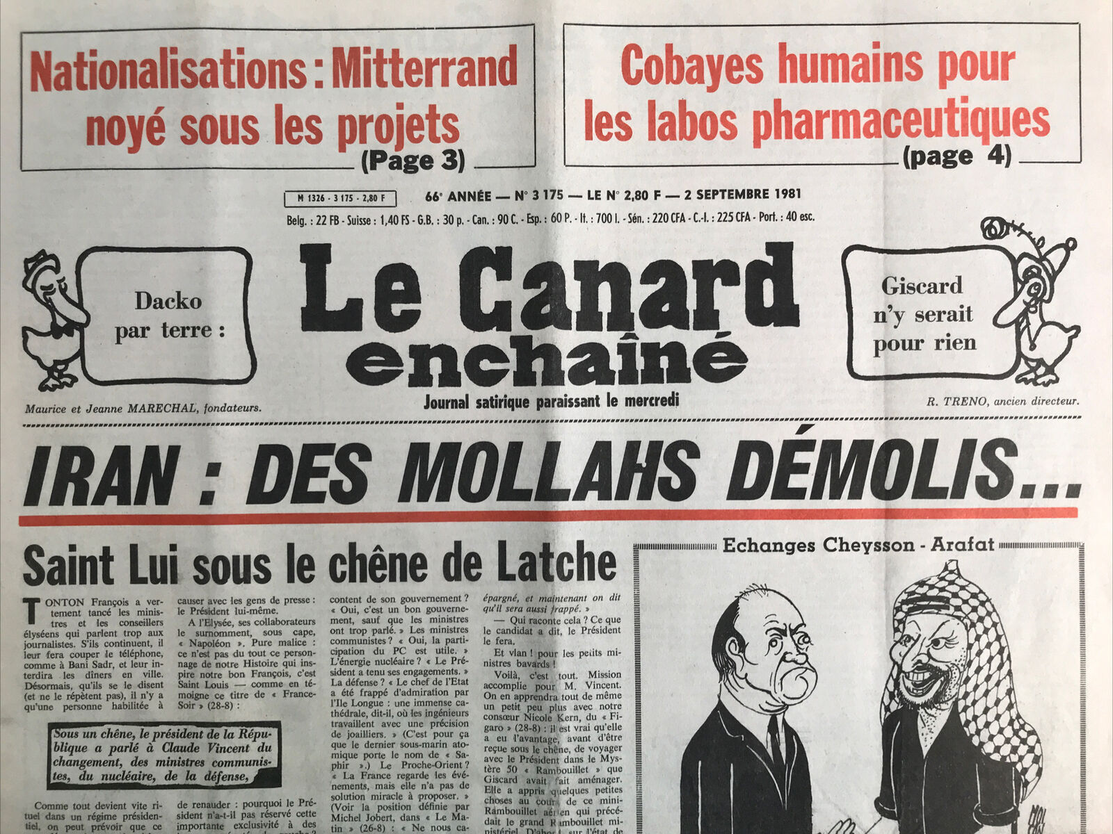 Couac ! | Acheter un Canard | Vente d'Anciens Journaux du Canard Enchaîné. Des Journaux Satiriques de Collection, Historiques & Authentiques de 1916 à 2004 ! | 3175