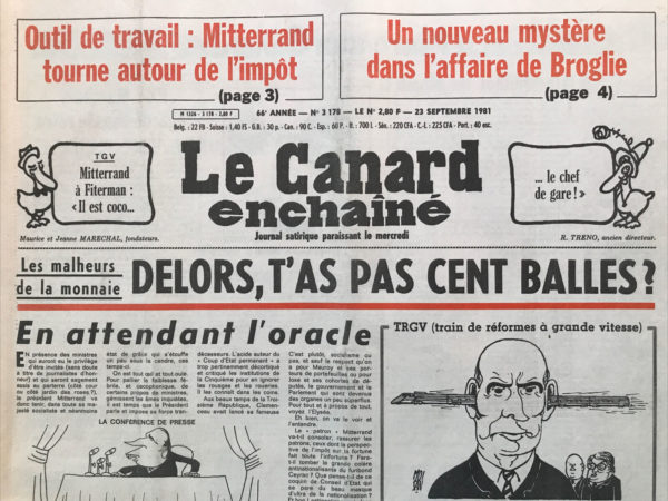 Couac ! | N° 3178 du Canard Enchaîné - 23 Septembre 1981 | Nos Exemplaires du Canard Enchaîné sont archivés dans de bonnes conditions de conservation (obscurité, hygrométrie maitrisée et faible température), ce qui s'avère indispensable pour des journaux anciens. | 3178