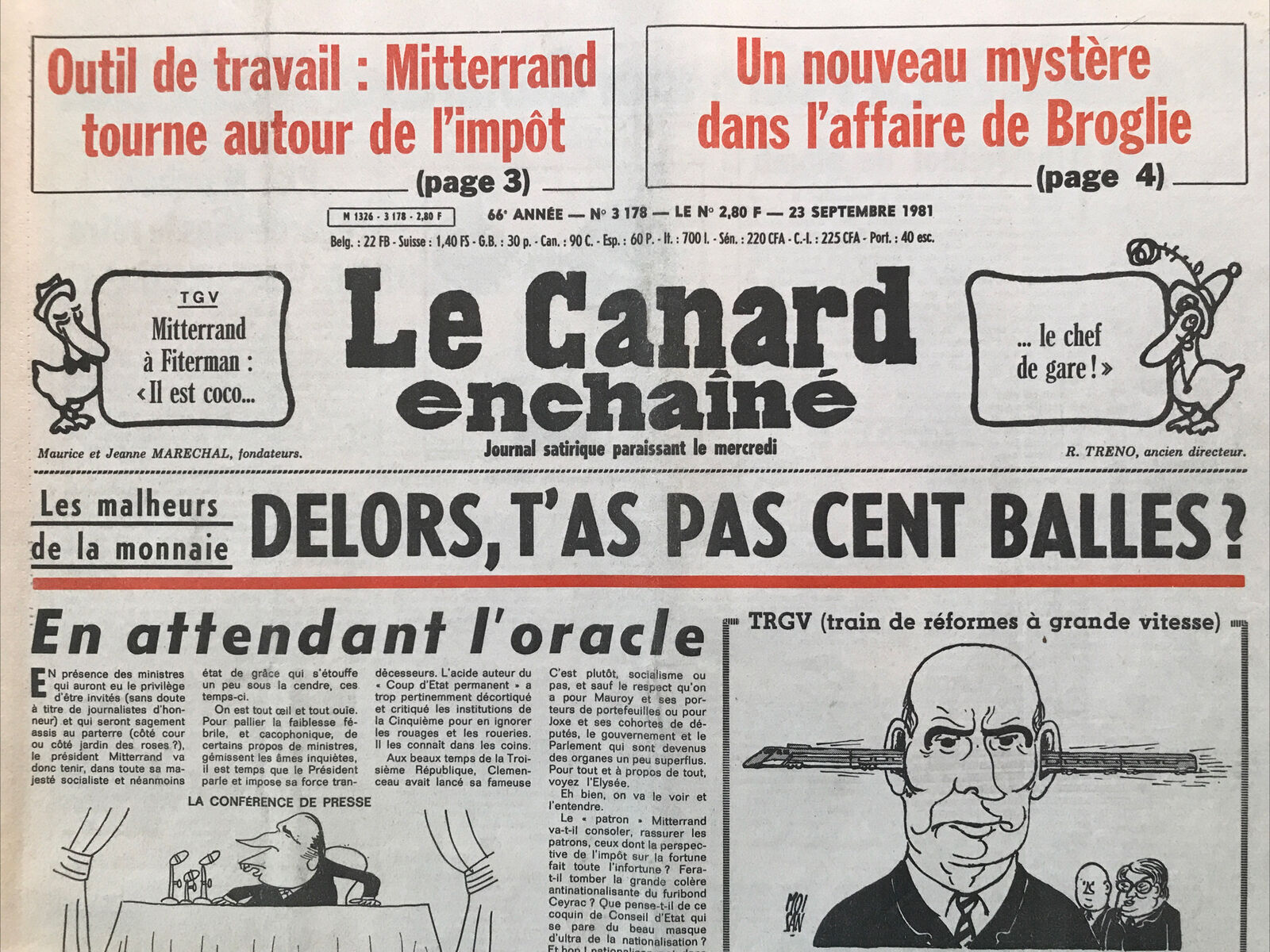 Couac ! | Acheter un Canard | Vente d'Anciens Journaux du Canard Enchaîné. Des Journaux Satiriques de Collection, Historiques & Authentiques de 1916 à 2004 ! | 3178