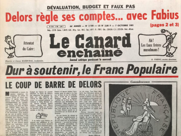 Couac ! | N° 3180 du Canard Enchaîné - 7 Octobre 1981 | Nos Exemplaires du Canard Enchaîné sont archivés dans de bonnes conditions de conservation (obscurité, hygrométrie maitrisée et faible température), ce qui s'avère indispensable pour des journaux anciens. | 3180