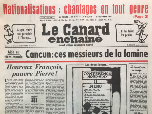 Couac ! | N° 3182 du Canard Enchaîné - 21 Octobre 1981 | Nos Exemplaires du Canard Enchaîné sont archivés dans de bonnes conditions de conservation (obscurité, hygrométrie maitrisée et faible température), ce qui s'avère indispensable pour des journaux anciens. | 3182