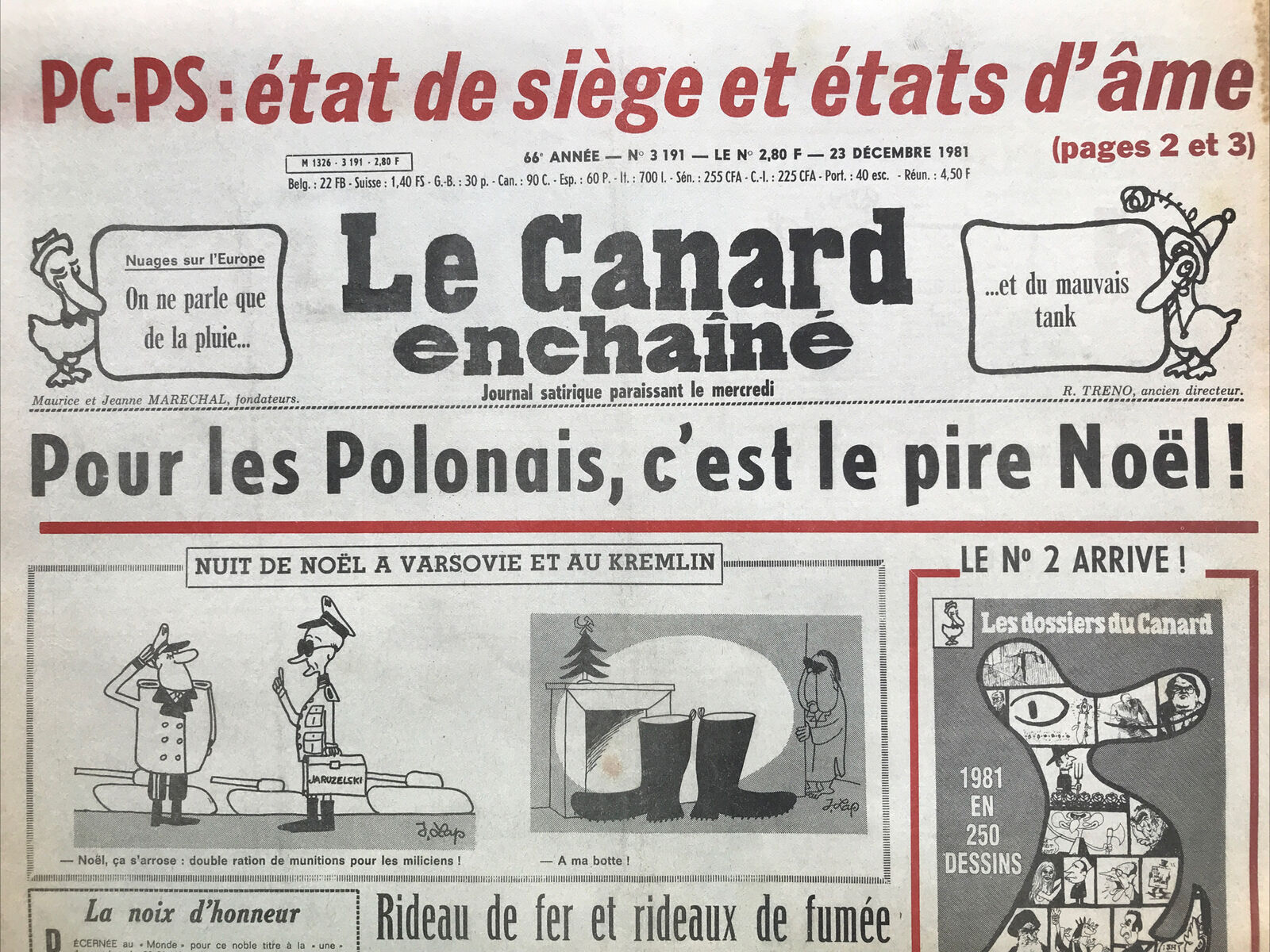 Couac ! | Acheter un Canard | Vente d'Anciens Journaux du Canard Enchaîné. Des Journaux Satiriques de Collection, Historiques & Authentiques de 1916 à 2004 ! | 3191