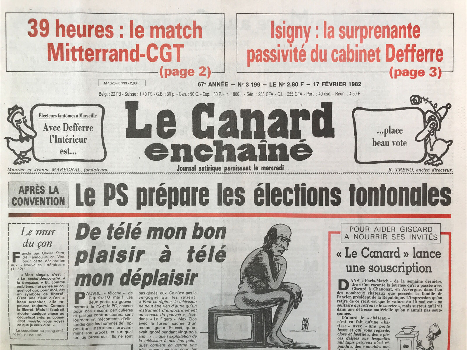 Couac ! | Acheter un Canard | Vente d'Anciens Journaux du Canard Enchaîné. Des Journaux Satiriques de Collection, Historiques & Authentiques de 1916 à 2004 ! | 3199