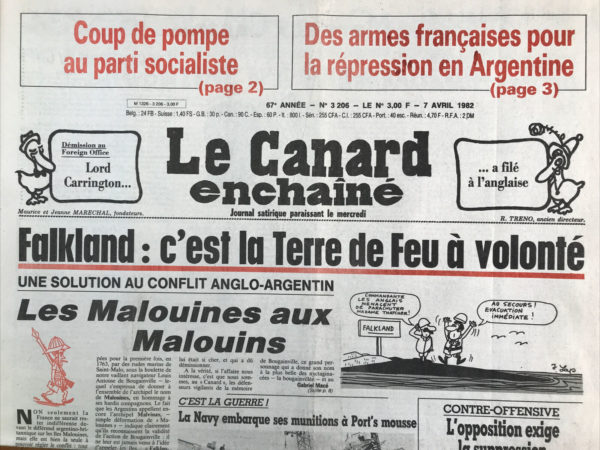 Couac ! | N° 3206 du Canard Enchaîné - 7 Avril 1982 | Nos Exemplaires du Canard Enchaîné sont archivés dans de bonnes conditions de conservation (obscurité, hygrométrie maitrisée et faible température), ce qui s'avère indispensable pour des journaux anciens. | 3206