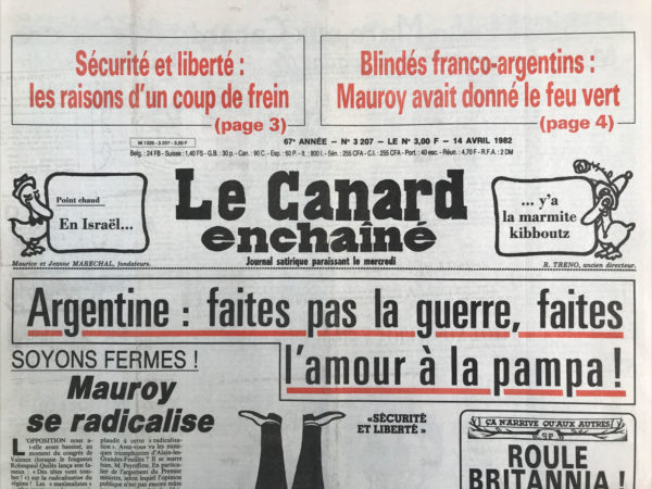 Couac ! | N° 3207 du Canard Enchaîné - 14 Avril 1982 | Nos Exemplaires du Canard Enchaîné sont archivés dans de bonnes conditions de conservation (obscurité, hygrométrie maitrisée et faible température), ce qui s'avère indispensable pour des journaux anciens. | 3207