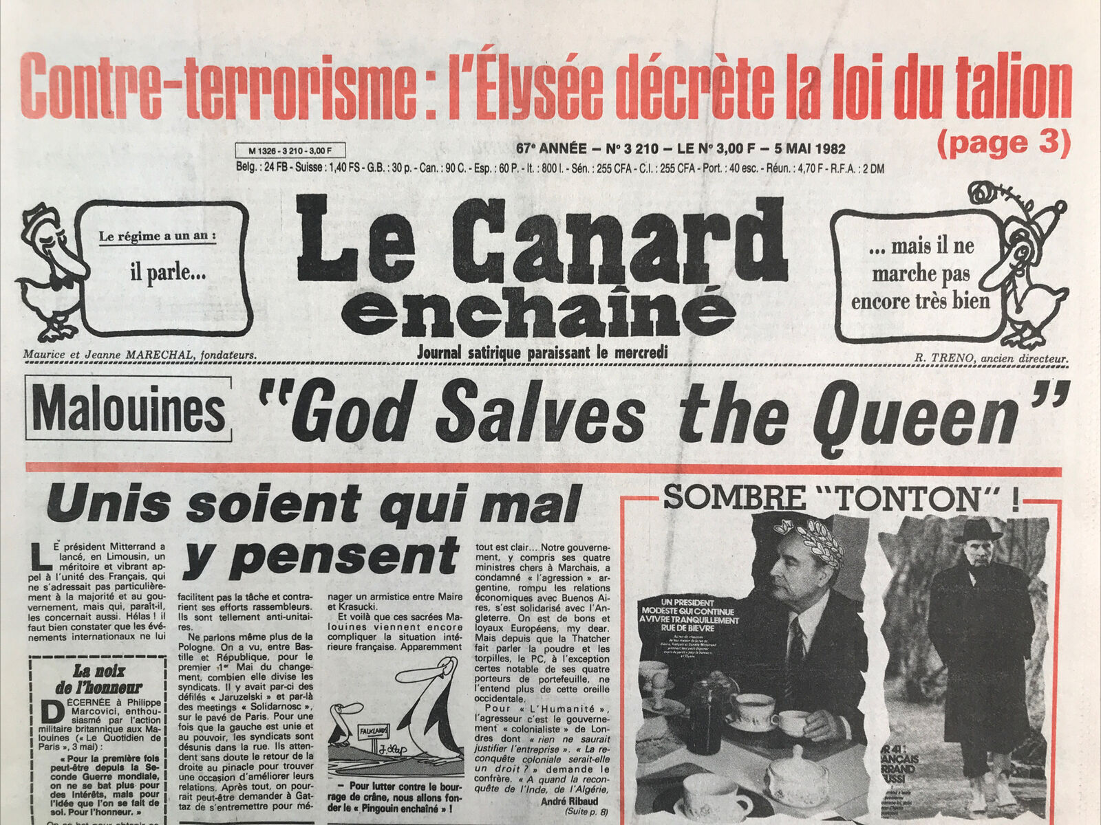 Couac ! | Acheter un Canard | Vente d'Anciens Journaux du Canard Enchaîné. Des Journaux Satiriques de Collection, Historiques & Authentiques de 1916 à 2004 ! | 3210