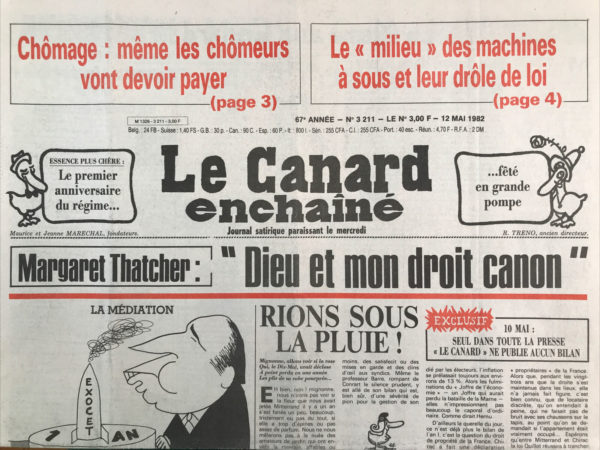 Couac ! | N° 3211 du Canard Enchaîné - 12 Mai 1982 | Nos Exemplaires du Canard Enchaîné sont archivés dans de bonnes conditions de conservation (obscurité, hygrométrie maitrisée et faible température), ce qui s'avère indispensable pour des journaux anciens. | 3211