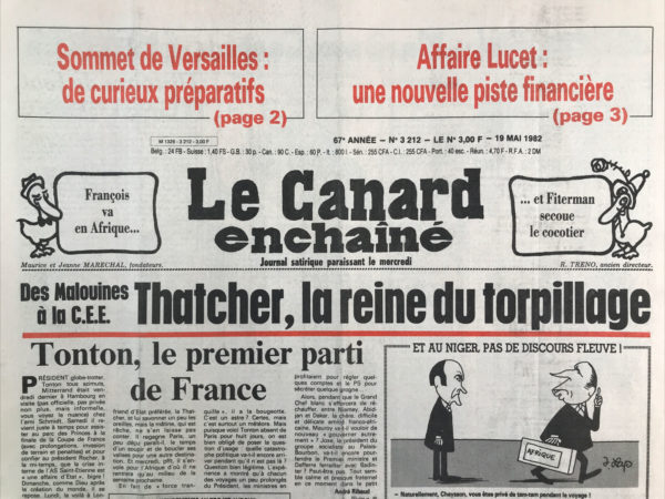 Couac ! | N° 3212 du Canard Enchaîné - 19 Mai 1982 | Nos Exemplaires du Canard Enchaîné sont archivés dans de bonnes conditions de conservation (obscurité, hygrométrie maitrisée et faible température), ce qui s'avère indispensable pour des journaux anciens. | 3212