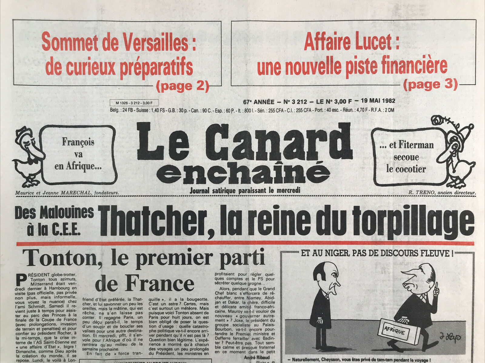 Couac ! | Acheter un Canard | Vente d'Anciens Journaux du Canard Enchaîné. Des Journaux Satiriques de Collection, Historiques & Authentiques de 1916 à 2004 ! | 3212