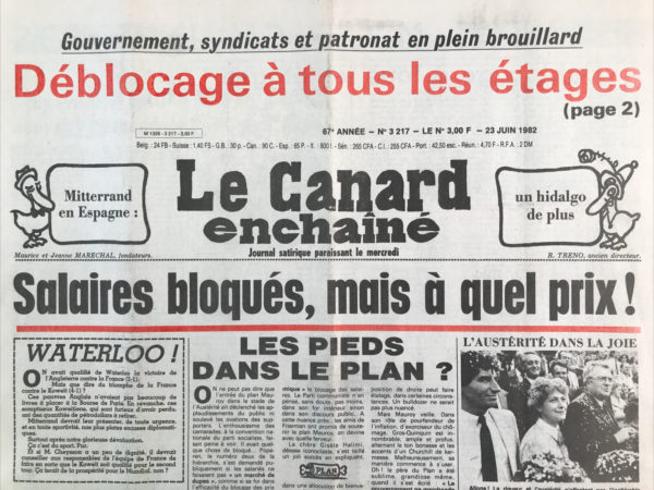 Couac ! | N° 3217 du Canard Enchaîné - 23 Juin 1982 | Nos Exemplaires du Canard Enchaîné sont archivés dans de bonnes conditions de conservation (obscurité, hygrométrie maitrisée et faible température), ce qui s'avère indispensable pour des journaux anciens. | 3217