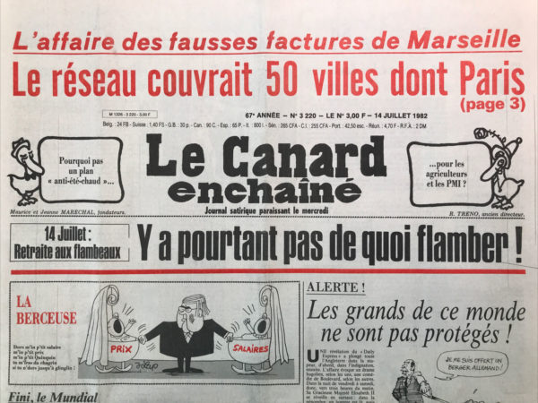 Couac ! | N° 3220 du Canard Enchaîné - 14 Juillet 1982 | Nos Exemplaires du Canard Enchaîné sont archivés dans de bonnes conditions de conservation (obscurité, hygrométrie maitrisée et faible température), ce qui s'avère indispensable pour des journaux anciens. | 3220