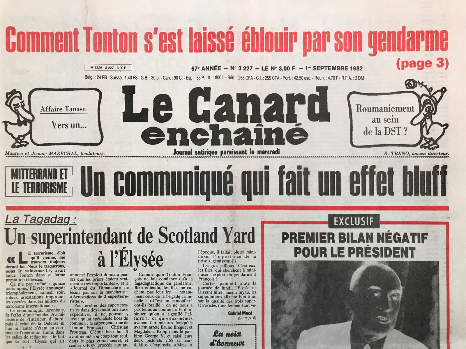 Couac ! | Acheter un Canard | Vente d'Anciens Journaux du Canard Enchaîné. Des Journaux Satiriques de Collection, Historiques & Authentiques de 1916 à 2004 ! | 3227