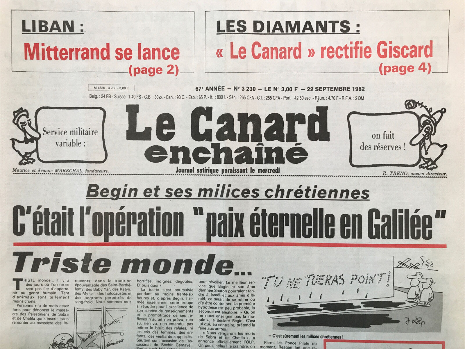 Couac ! | Acheter un Canard | Vente d'Anciens Journaux du Canard Enchaîné. Des Journaux Satiriques de Collection, Historiques & Authentiques de 1916 à 2004 ! | 3230