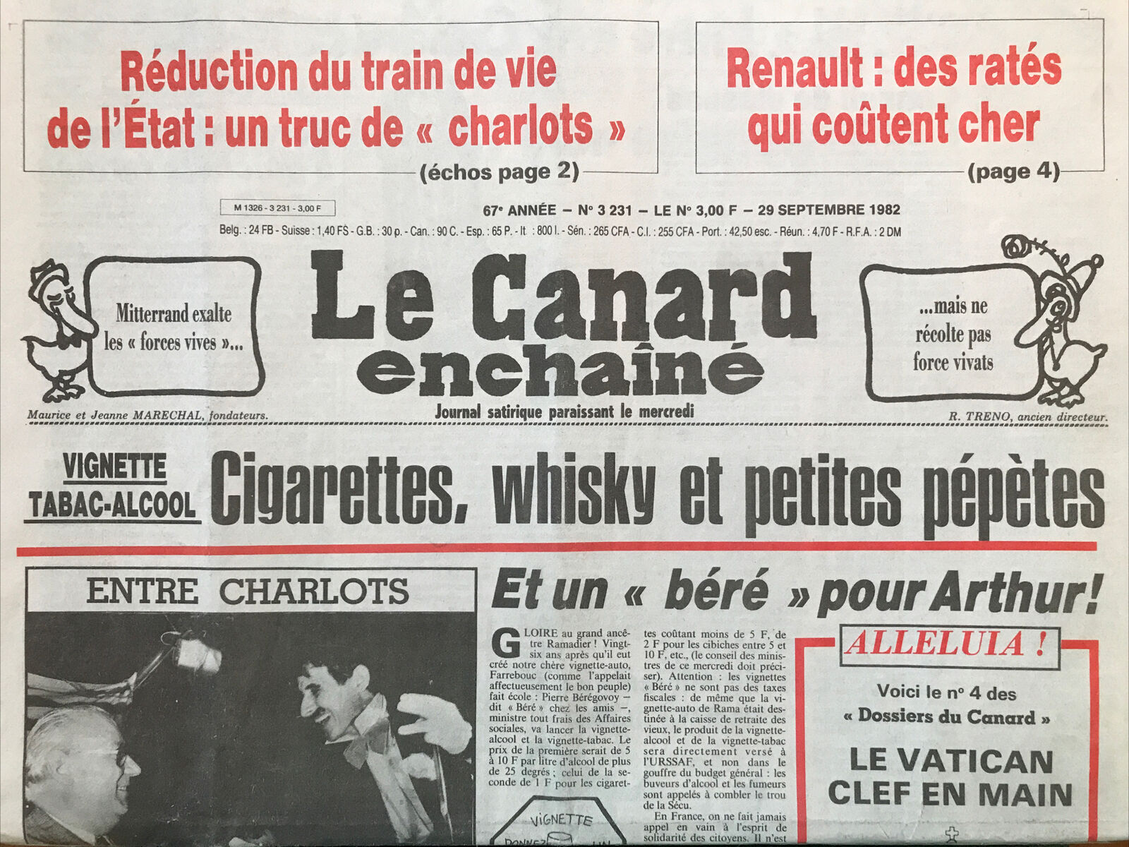 Couac ! | Acheter un Canard | Vente d'Anciens Journaux du Canard Enchaîné. Des Journaux Satiriques de Collection, Historiques & Authentiques de 1916 à 2004 ! | 3231