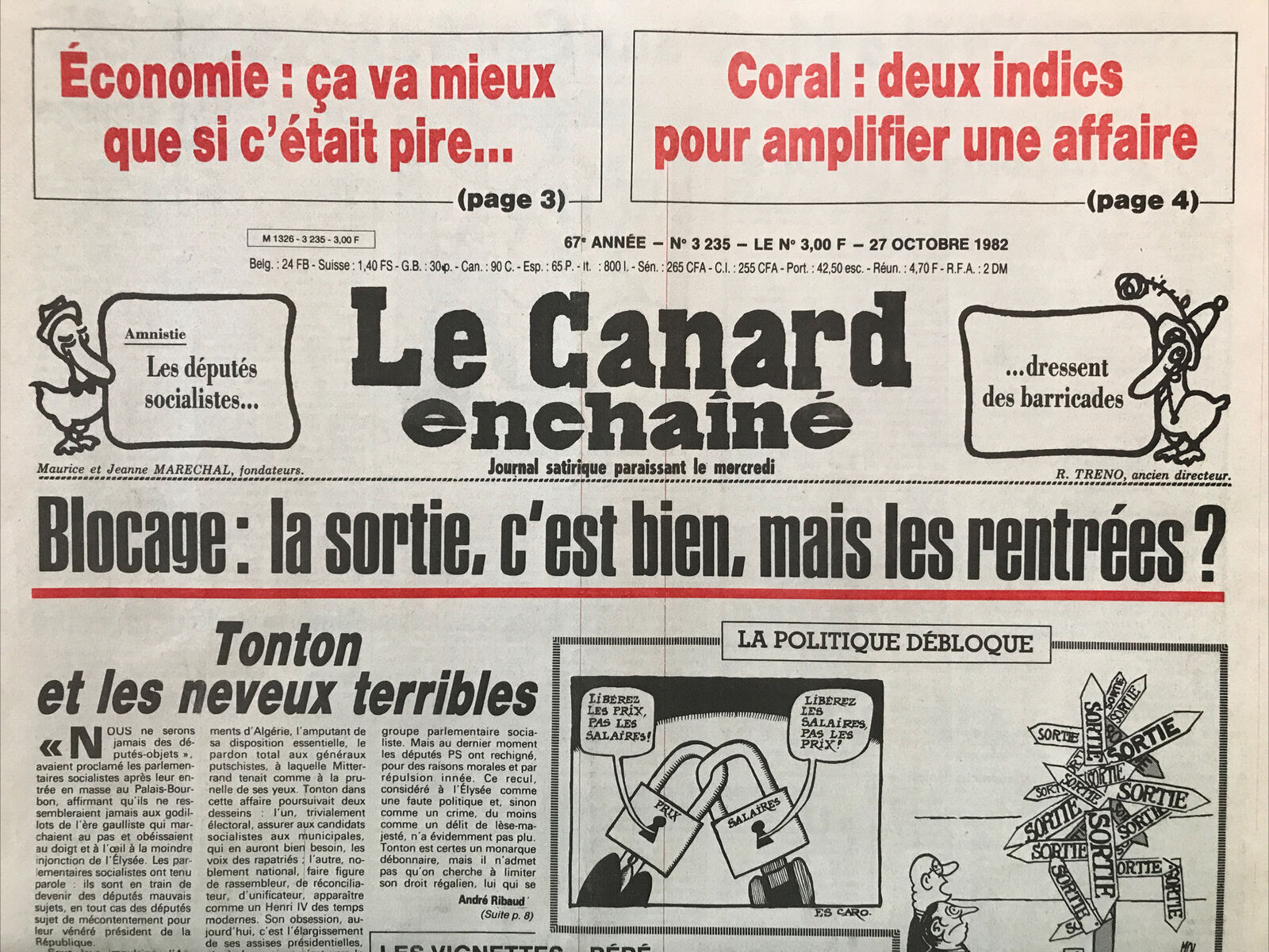 Couac ! | Acheter un Canard | Vente d'Anciens Journaux du Canard Enchaîné. Des Journaux Satiriques de Collection, Historiques & Authentiques de 1916 à 2004 ! | 3235