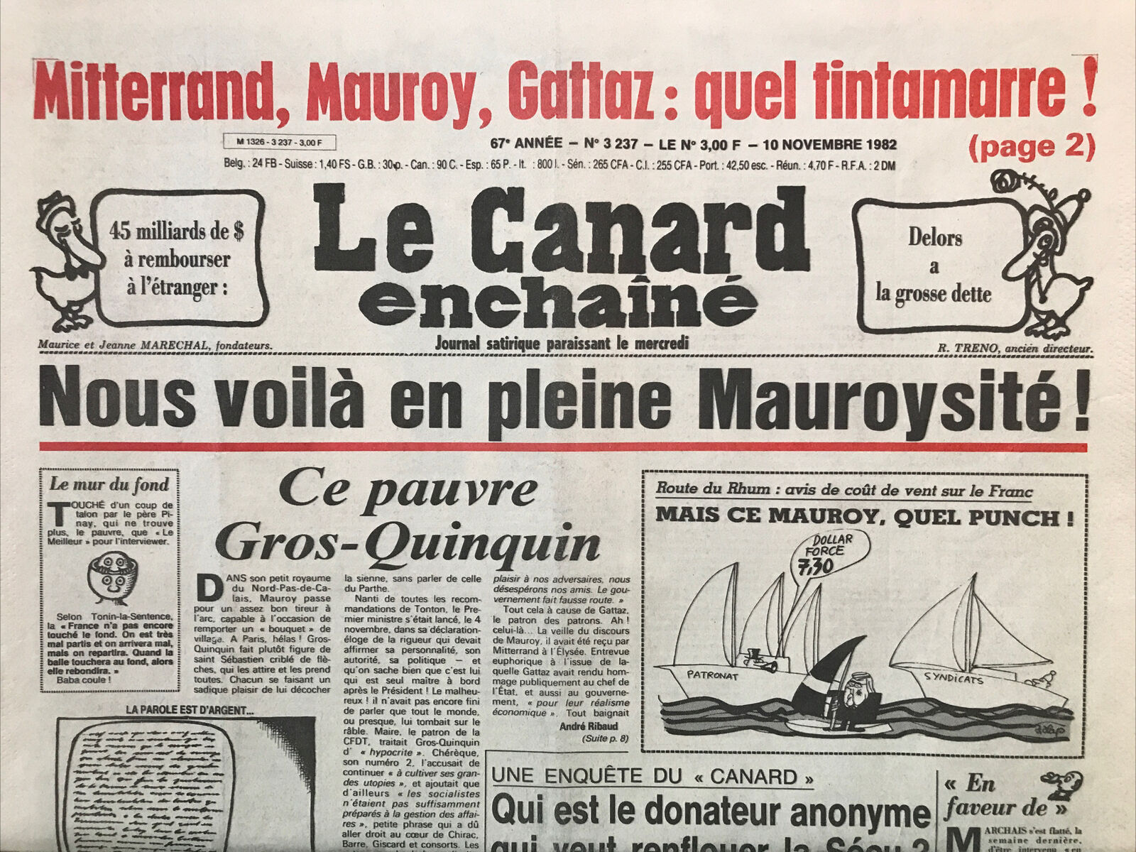 Couac ! | Acheter un Canard | Vente d'Anciens Journaux du Canard Enchaîné. Des Journaux Satiriques de Collection, Historiques & Authentiques de 1916 à 2004 ! | 3237