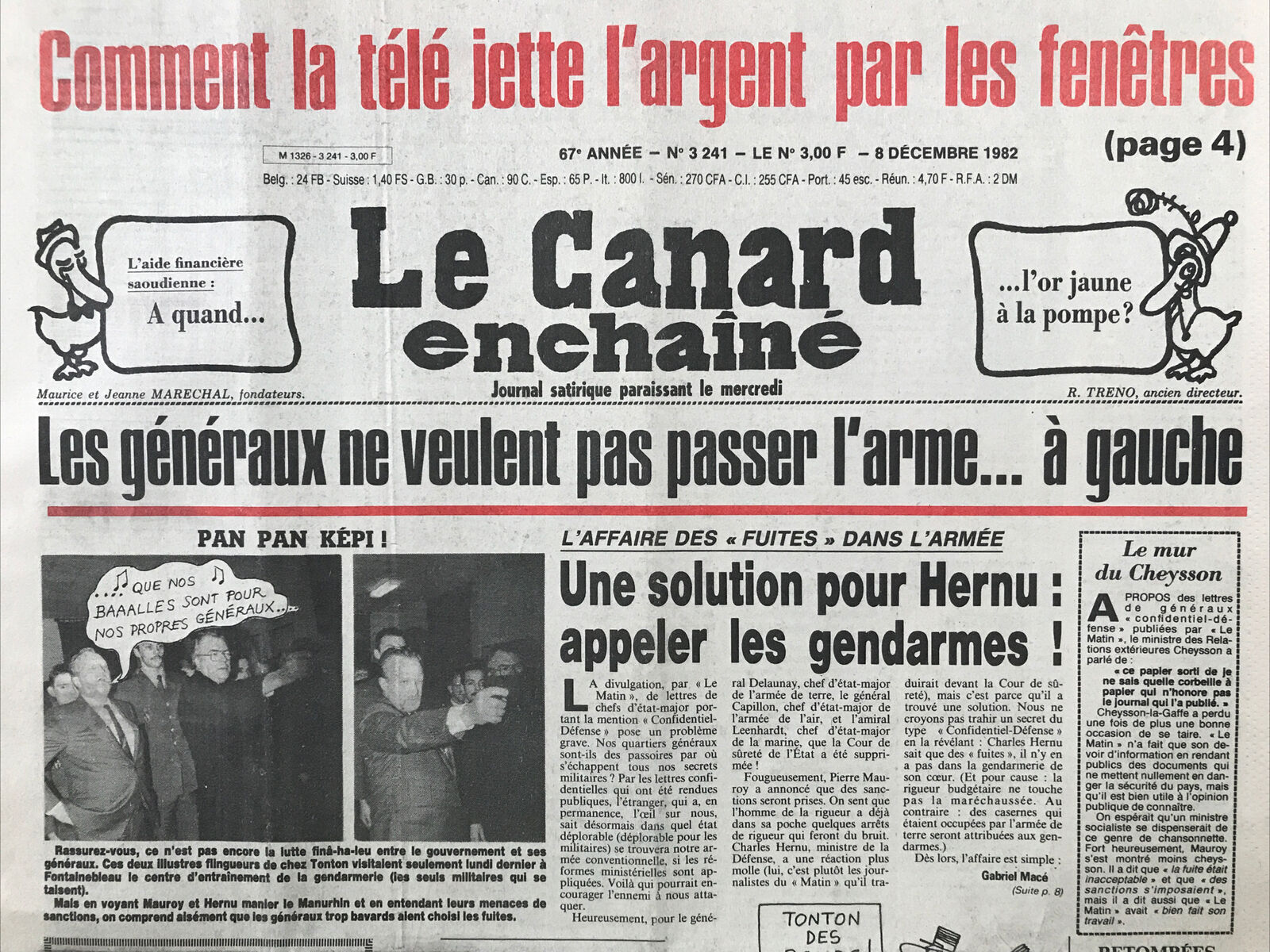 Couac ! | Acheter un Canard | Vente d'Anciens Journaux du Canard Enchaîné. Des Journaux Satiriques de Collection, Historiques & Authentiques de 1916 à 2004 ! | 3241