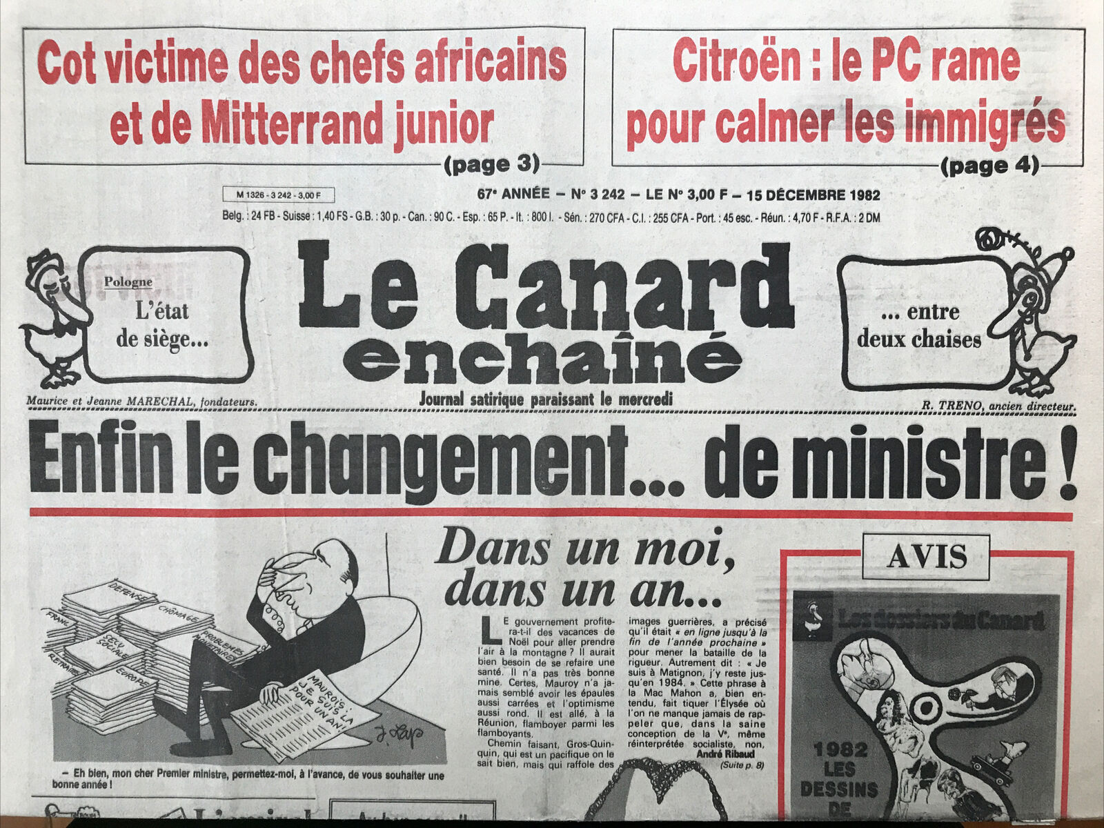 Couac ! | Acheter un Canard | Vente d'Anciens Journaux du Canard Enchaîné. Des Journaux Satiriques de Collection, Historiques & Authentiques de 1916 à 2004 ! | 3242