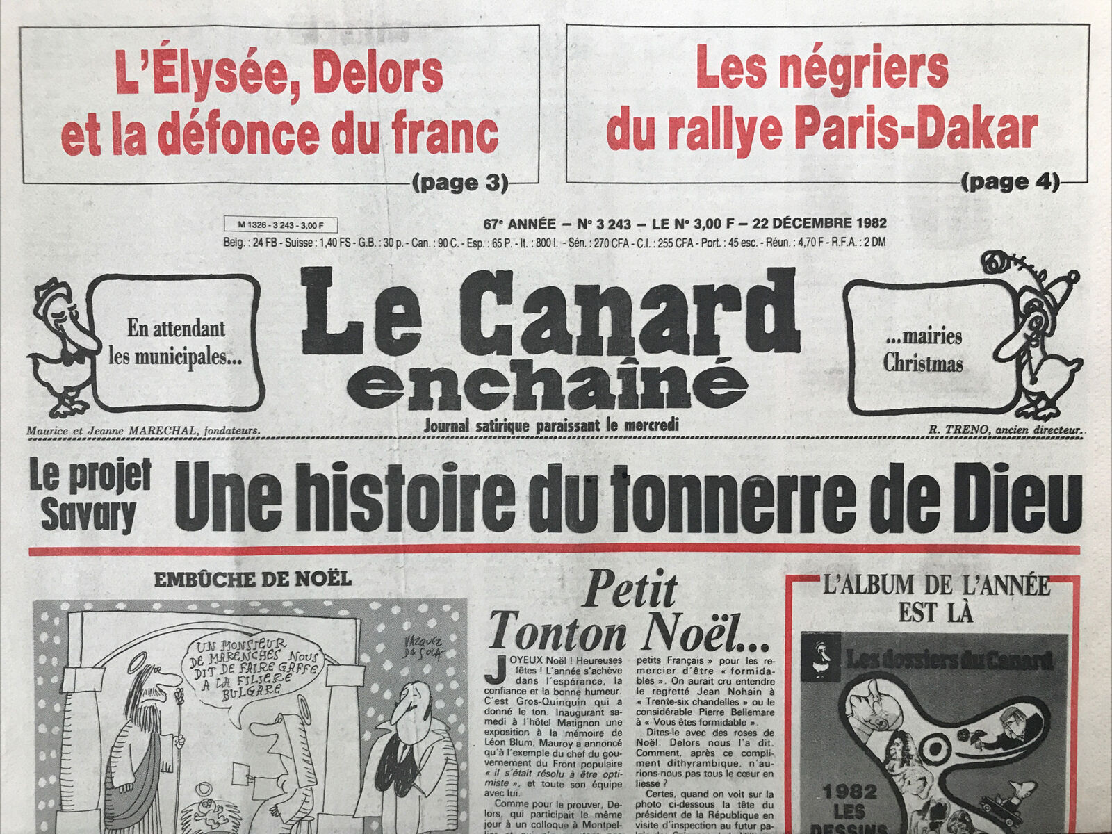 Couac ! | Acheter un Canard | Vente d'Anciens Journaux du Canard Enchaîné. Des Journaux Satiriques de Collection, Historiques & Authentiques de 1916 à 2004 ! | 3243