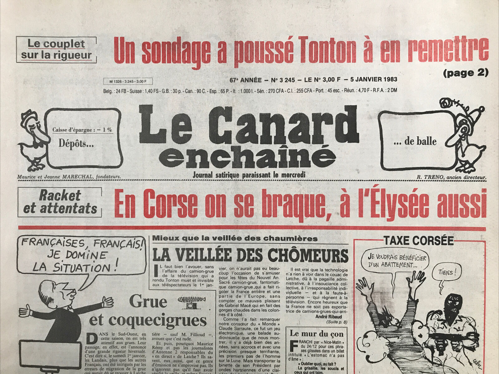 Couac ! | Acheter un Canard | Vente d'Anciens Journaux du Canard Enchaîné. Des Journaux Satiriques de Collection, Historiques & Authentiques de 1916 à 2004 ! | 3245