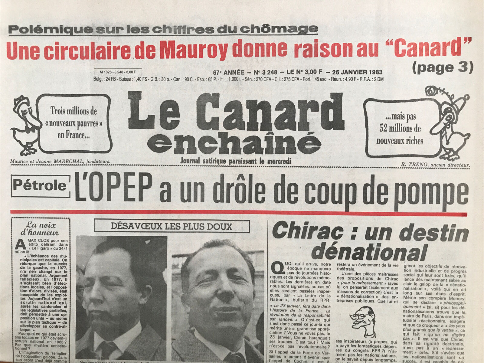 Couac ! | Acheter un Canard | Vente d'Anciens Journaux du Canard Enchaîné. Des Journaux Satiriques de Collection, Historiques & Authentiques de 1916 à 2004 ! | 3248