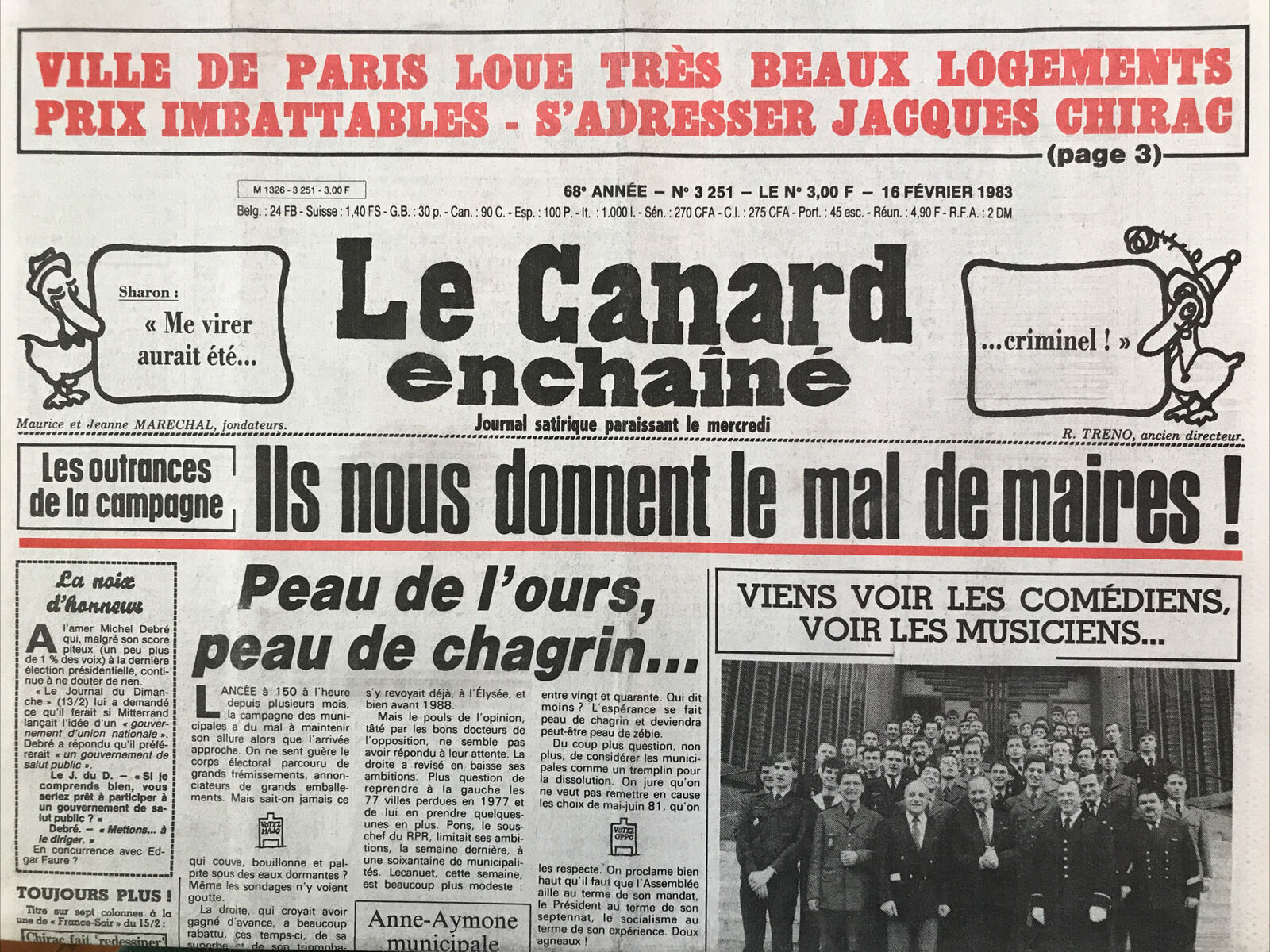 Couac ! | Acheter un Canard | Vente d'Anciens Journaux du Canard Enchaîné. Des Journaux Satiriques de Collection, Historiques & Authentiques de 1916 à 2004 ! | 3251