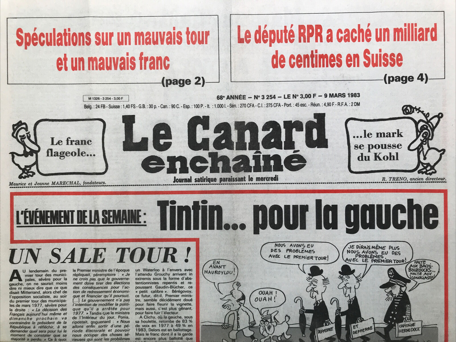 Couac ! | Acheter un Canard | Vente d'Anciens Journaux du Canard Enchaîné. Des Journaux Satiriques de Collection, Historiques & Authentiques de 1916 à 2004 ! | 3254