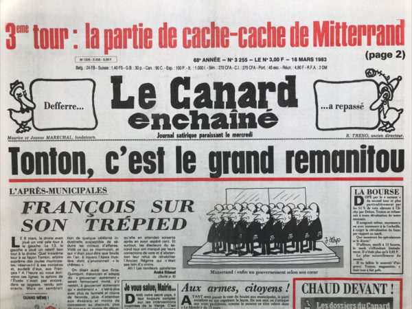 Couac ! | N° 3255 du Canard Enchaîné - 16 Mars 1983 | Nos Exemplaires du Canard Enchaîné sont archivés dans de bonnes conditions de conservation (obscurité, hygrométrie maitrisée et faible température), ce qui s'avère indispensable pour des journaux anciens. | 3255