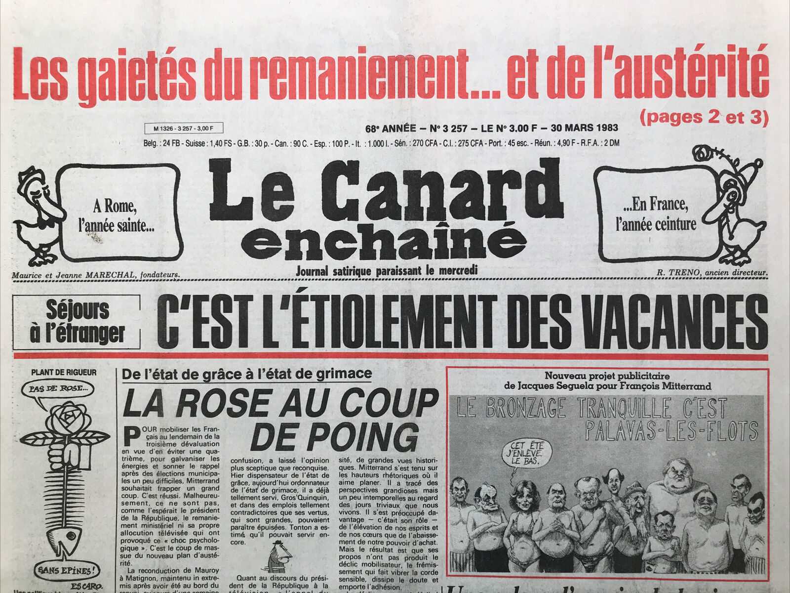 Couac ! | Acheter un Canard | Vente d'Anciens Journaux du Canard Enchaîné. Des Journaux Satiriques de Collection, Historiques & Authentiques de 1916 à 2004 ! | 3257