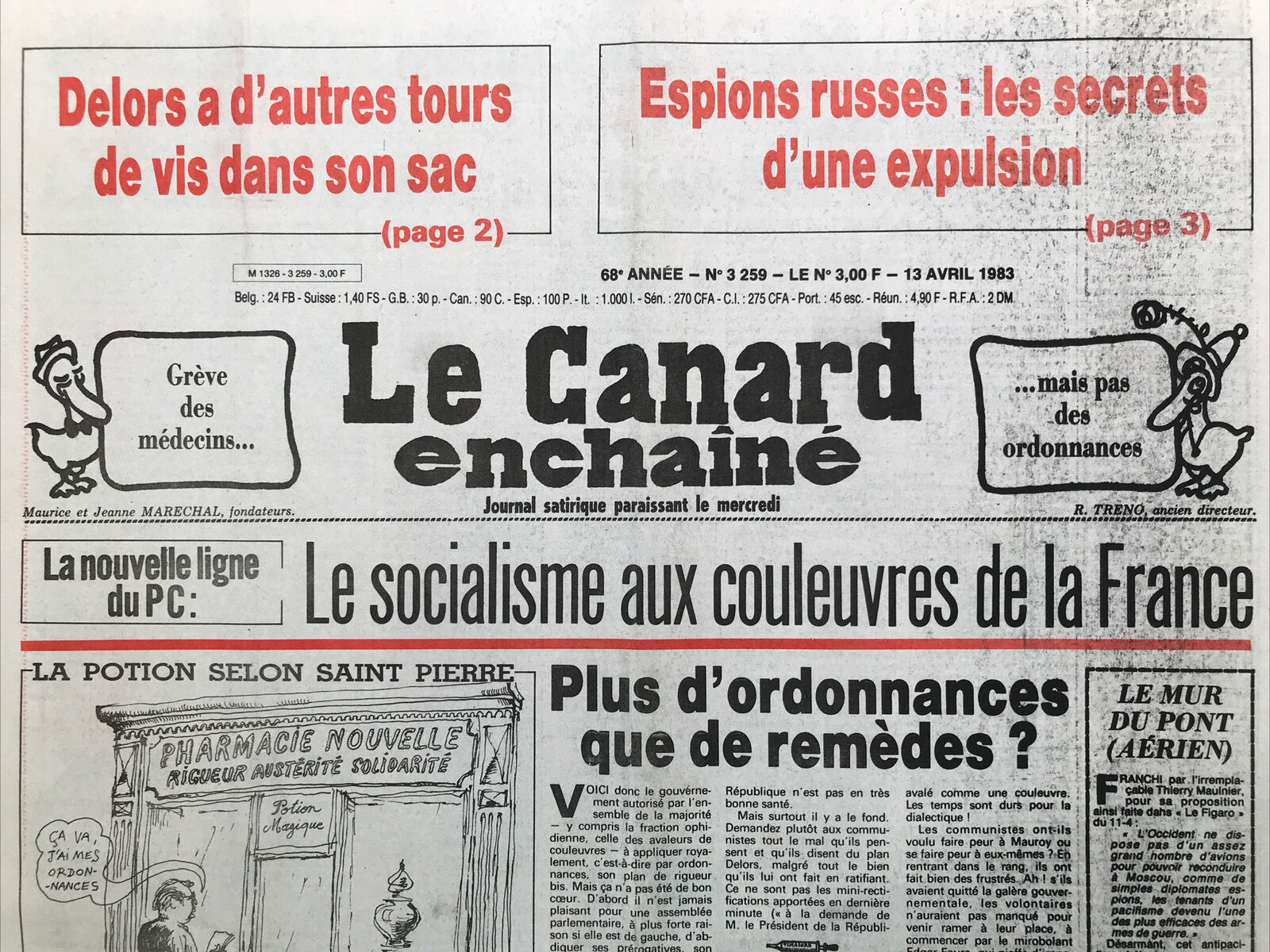 Couac ! | Acheter un Canard | Vente d'Anciens Journaux du Canard Enchaîné. Des Journaux Satiriques de Collection, Historiques & Authentiques de 1916 à 2004 ! | 3259