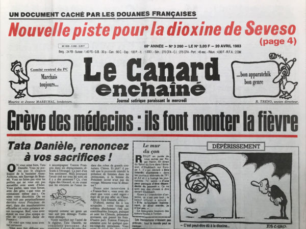 Couac ! | N° 3260 du Canard Enchaîné - 20 Avril 1983 | Nos Exemplaires du Canard Enchaîné sont archivés dans de bonnes conditions de conservation (obscurité, hygrométrie maitrisée et faible température), ce qui s'avère indispensable pour des journaux anciens. | 3260