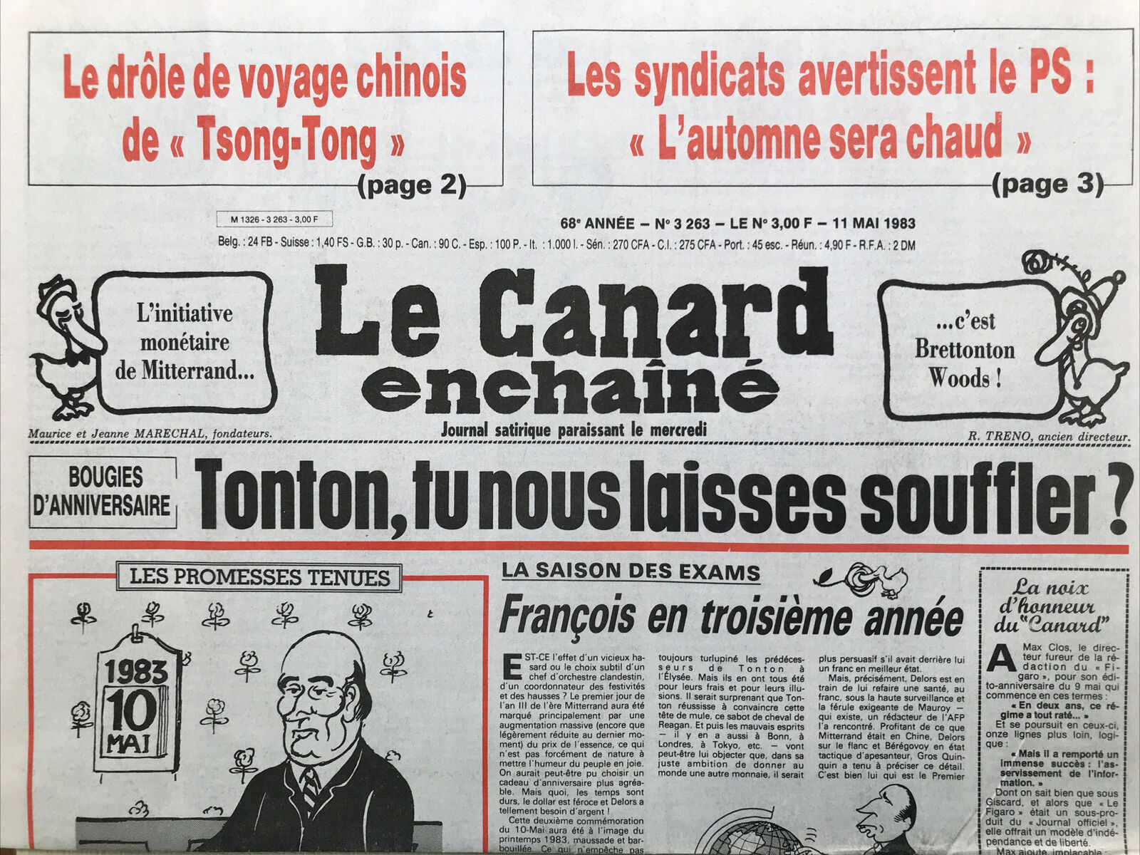 Couac ! | Acheter un Canard | Vente d'Anciens Journaux du Canard Enchaîné. Des Journaux Satiriques de Collection, Historiques & Authentiques de 1916 à 2004 ! | 3263