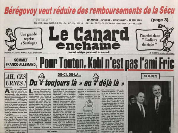 Couac ! | N° 3264 du Canard Enchaîné - 18 Mai 1983 | Nos Exemplaires du Canard Enchaîné sont archivés dans de bonnes conditions de conservation (obscurité, hygrométrie maitrisée et faible température), ce qui s'avère indispensable pour des journaux anciens. | 3264