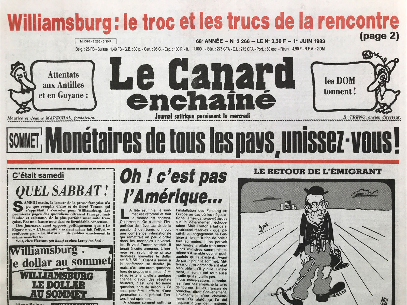 Couac ! | Acheter un Canard | Vente d'Anciens Journaux du Canard Enchaîné. Des Journaux Satiriques de Collection, Historiques & Authentiques de 1916 à 2004 ! | 3266