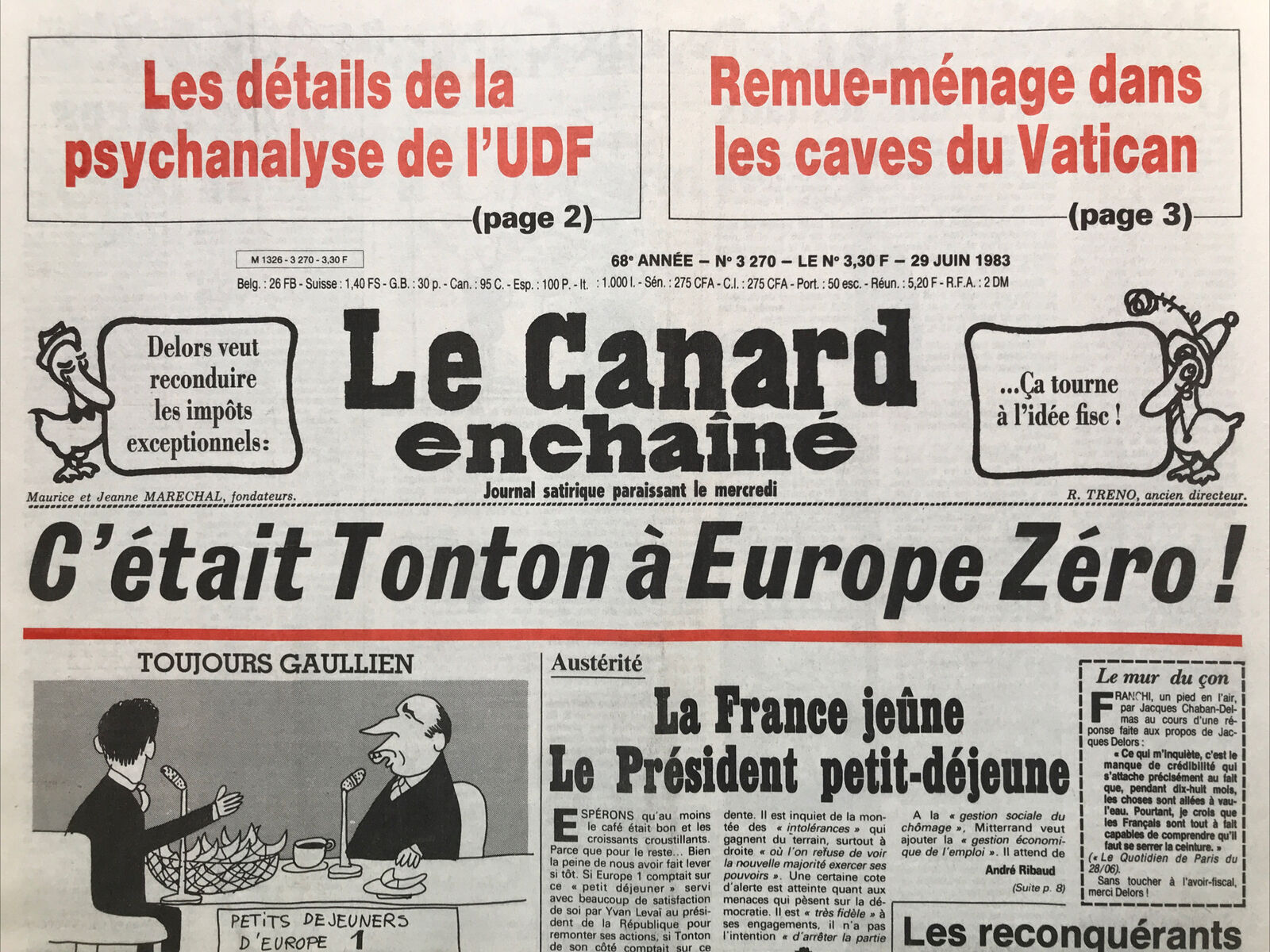 Couac ! | Acheter un Canard | Vente d'Anciens Journaux du Canard Enchaîné. Des Journaux Satiriques de Collection, Historiques & Authentiques de 1916 à 2004 ! | 3270