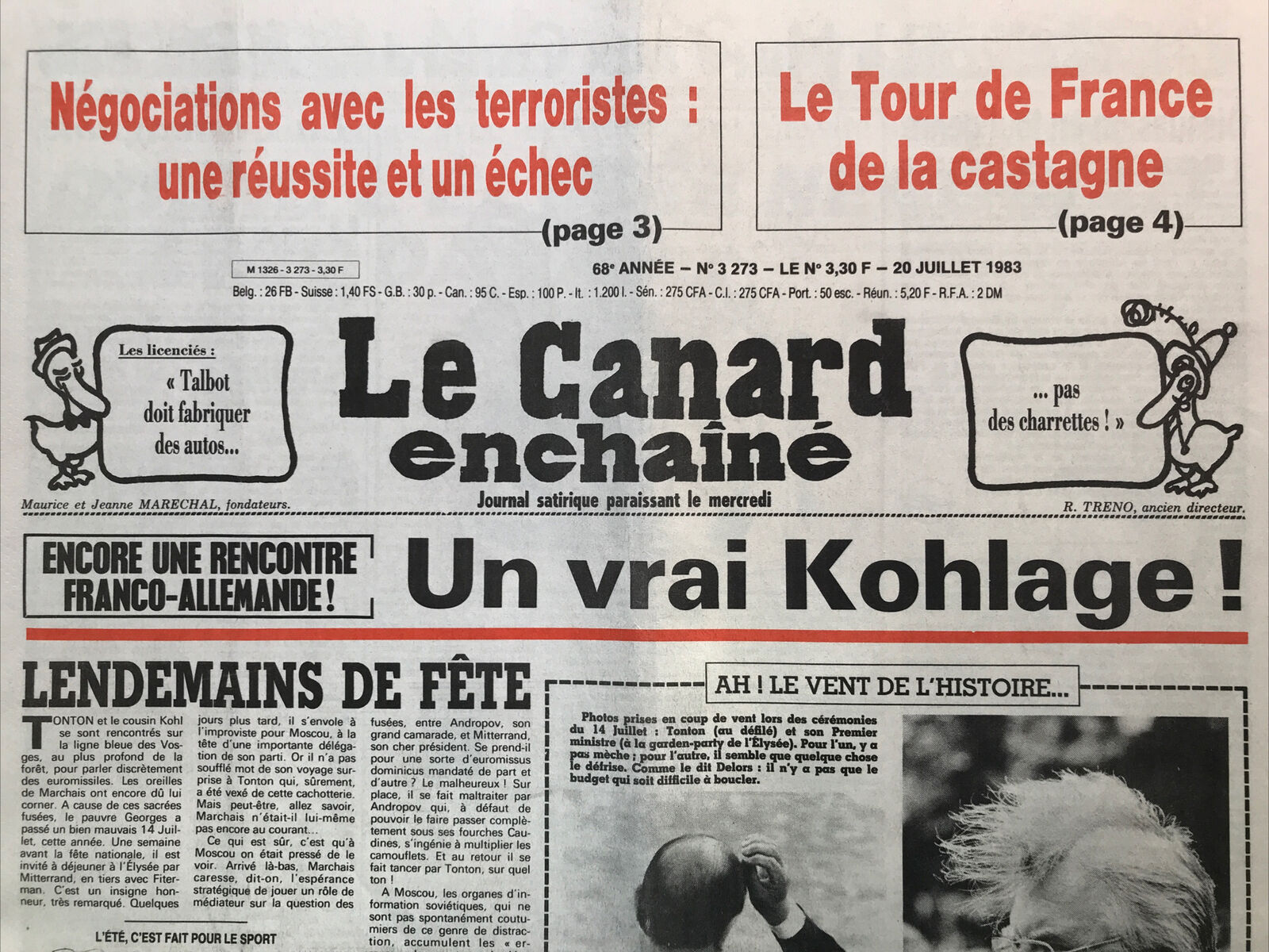 Couac ! | Acheter un Canard | Vente d'Anciens Journaux du Canard Enchaîné. Des Journaux Satiriques de Collection, Historiques & Authentiques de 1916 à 2004 ! | 3273