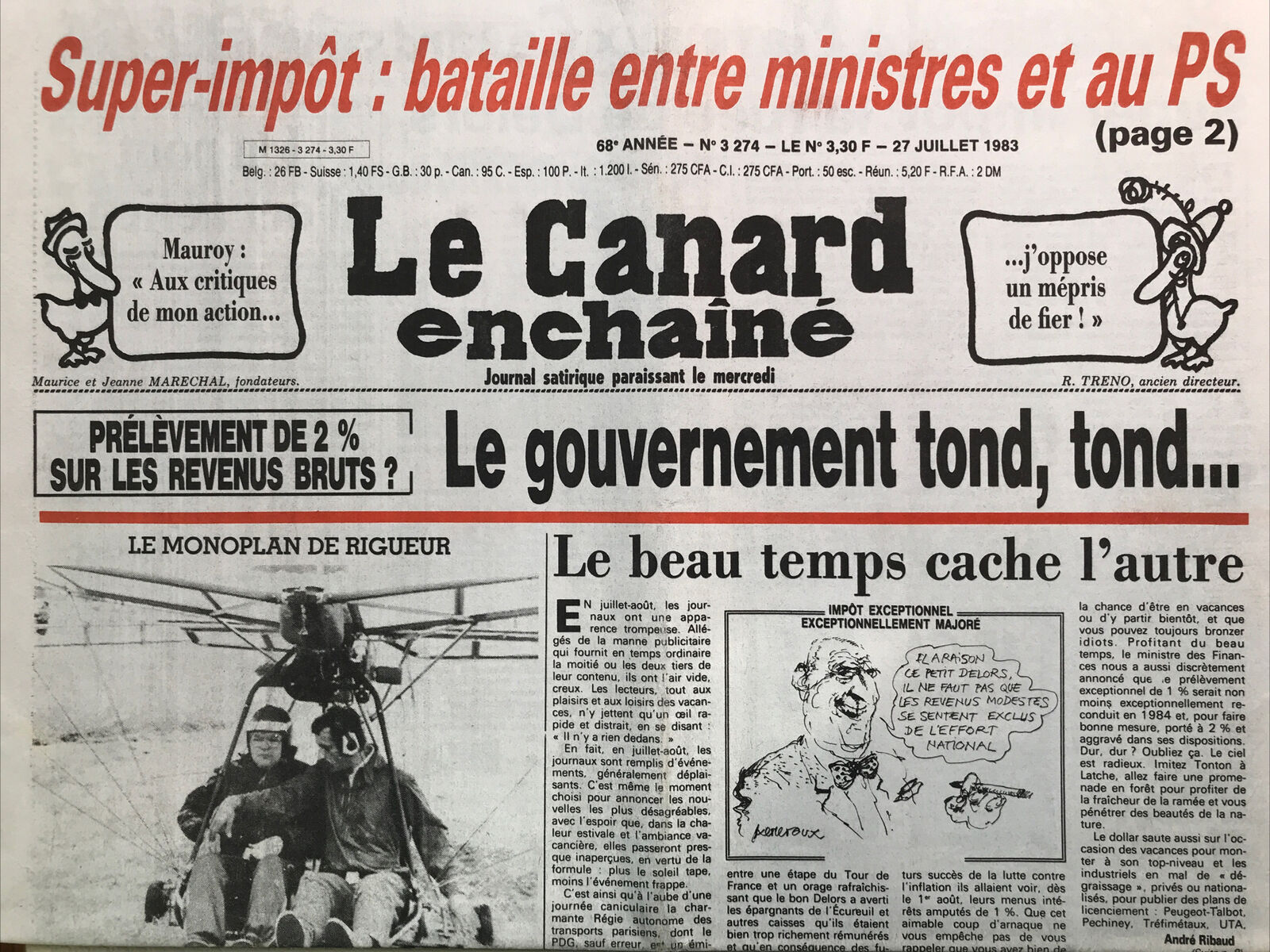 Couac ! | Acheter un Canard | Vente d'Anciens Journaux du Canard Enchaîné. Des Journaux Satiriques de Collection, Historiques & Authentiques de 1916 à 2004 ! | 3274