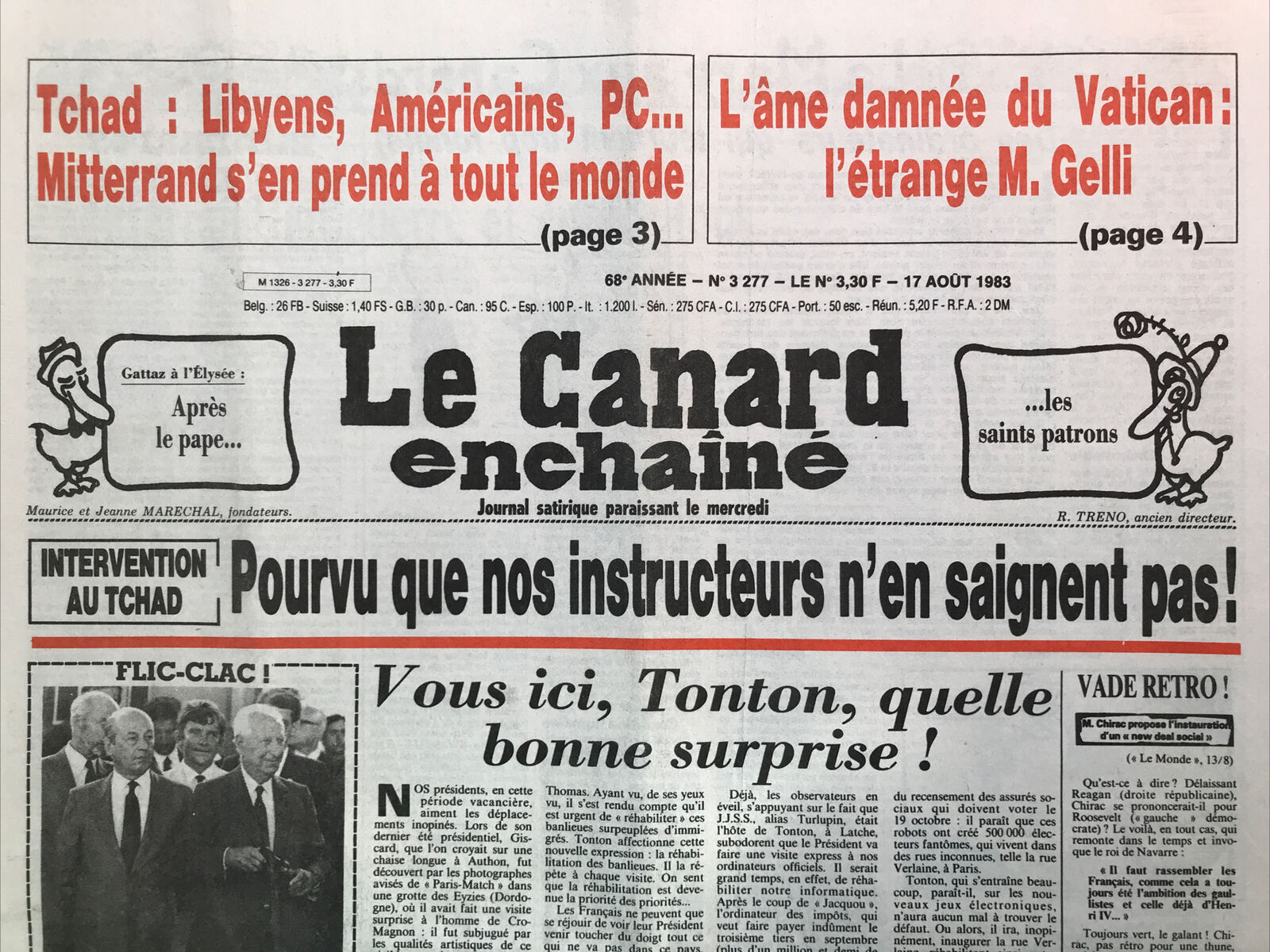 Couac ! | Acheter un Canard | Vente d'Anciens Journaux du Canard Enchaîné. Des Journaux Satiriques de Collection, Historiques & Authentiques de 1916 à 2004 ! | 3277